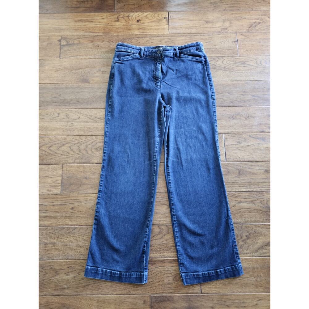 Talbots Wide Leg Flare Chino Denim Jeans Women's Size‎ 14 Stretch Pockets